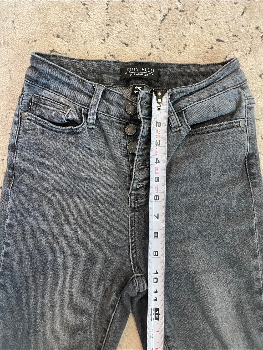 Judy Blue High-Rise Button-Fly Skinny Jeans - Charcoal Gray - Picture 13 of 14
